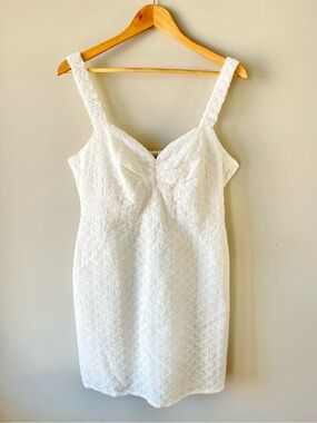 MINKPINK White Textured Smocked Graduation Dress 100% Cotton Size Large